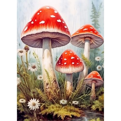 JATOK Diamond Painting Erwachsene, Pilz 5D DIY Diamant Painting Bilder Erwachsene, Diamond Art DIY Diamant Kunst Malerei Stickerei Kreuzstich Bilder Home Wand Dekor, 30X40CM von JATOK