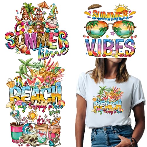 Sommer-Bügelbilder für T-Shirts, Hawaii, Strand, Bügelbilder, Sommer-Vibes-Thema, Geschenk, Vinyl-Wärmetransfer-Aufkleber, niedliche Zwergpalme, Früchte, zum Aufbügeln für Kleidung, Kissen, Hoodie, von JATOMSSM