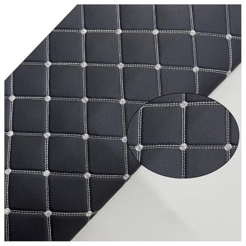 JAVALLIM Kunstleder Gesteppt Kaschiert Meterware 160cm ×100cm, Leder Polsterstoff Stoff für Schrank Ledertasche Autositz Sofa Möbel Repara(Colour: Black (Grey line))(Black (Grey line),1.6x10m) von JAVALLIM