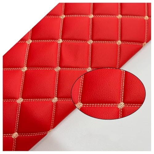 JAVALLIM Kunstleder Gesteppt Kaschiert Meterware 160cm ×100cm, Leder Polsterstoff Stoff für Schrank Ledertasche Autositz Sofa Möbel Repara(Colour: Orange)(Red,1.6x10m) von JAVALLIM