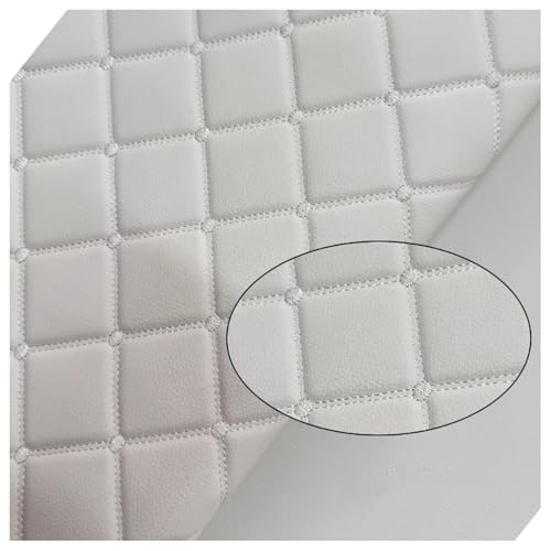 JAVALLIM Kunstleder Lederkonzept Kunstleder Polsterstoff Gesteppt Kaschiert Meterware Möbelstoff Dekostoff,Weiß (Color : Weiß Square, Size : 1.6x1m/5.25x3.28ft)(White,1.6x10m) von JAVALLIM