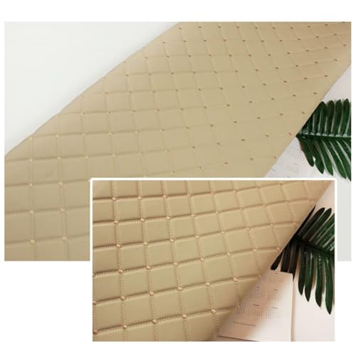 JAVALLIM Kunstleder Stoff Gesteppter Schaumstoff Dick Schwamm Backing Gitter Polsterstoff Lederimitat Für Autoverkleidung Autohimmel Möbel DIY Dekoration - Size(Khaki,1.6x2m) von JAVALLIM