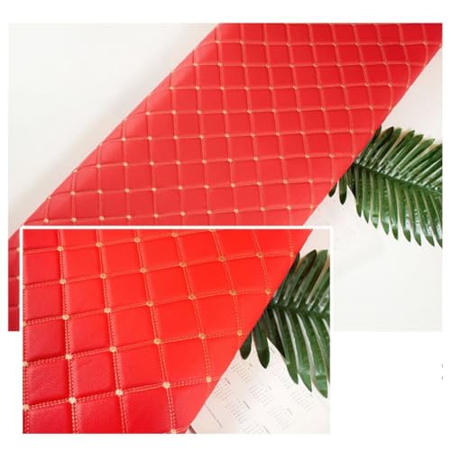 JAVALLIM Kunstleder Stoff Gesteppter Schaumstoff Dick Schwamm Backing Gitter Polsterstoff Lederimitat Für Autoverkleidung Autohimmel Möbel DIY Dekoration - Size(Red,1.6x3m) von JAVALLIM