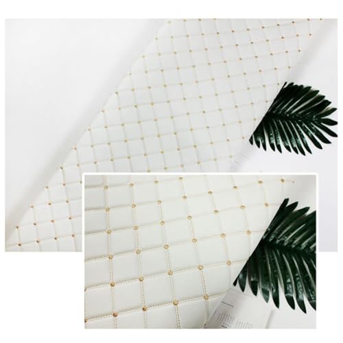 Kunstleder Stoff Gesteppter Schaumstoff Dick Schwamm Backing Gitter Polsterstoff Lederimitat Für Autoverkleidung Autohimmel Möbel DIY Dekoration(Size: 1.6x1m/5.25X3.28ft,Coour: White)(White,1.6x15m) von JAVALLIM