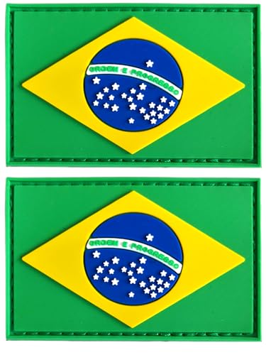 Aufnäher mit Brasilien-Flagge, PVC-Gummi, Klettverschluss, für Hüte, taktische Taschen, Jacken, Kleidung, Team-Militär-Patch, 2 Stück von JAVD