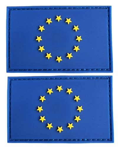 Aufnäher mit EU-Flagge, PVC-Gummi, Klettverschluss, für Hüte, taktische Taschen, Jacken, Kleidung, Team-Militär-Patch, 2 Stück von JAVD