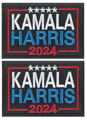 Kamala Harris 2024 President Vote Campaign Patch Stickerei Militär Hakenverschluss Patch für Mützen Taschen Westen Militäruniformen (2 Stück) von JAVD