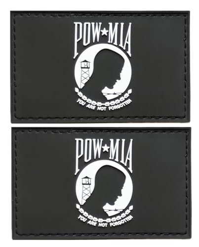 Pow Mia-Flaggen-Patch mit Aufschrift "You are Not Forgotten", taktischer Kriegsgefangener, PVC-Gummi, Klettverschluss, für Hüte, taktische Taschen, Jacken, Kleidung, Team-Militär-Patch, 2 Stück von JAVD