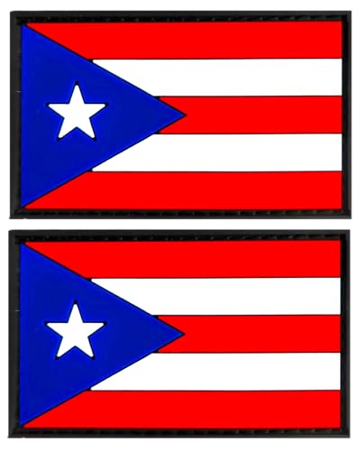 Puerto Rico-Flaggen-Patch, Puerto Rico, PVC-Gummi, Klettverschluss, für Hüte, taktische Taschen, Jacken, Kleidung, Team-Militär-Patch, 2 Stück von JAVD