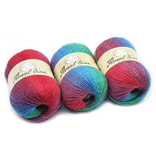 JAWSEU 1 Roll Baumwollgarn Farbverlauf, Wolle Farbverlauf Zum Häkeln, 100g Multicolor Strickwolle Häkelwolle, 400m Bunt Baumwolle Garn zum Häkeln von Socken, Mützen, Schals, Pullovern von JAWSEU