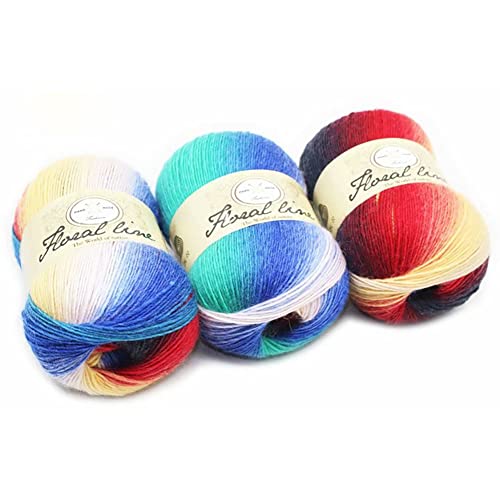 1 Roll Baumwollgarn Farbverlauf, Wolle Farbverlauf Zum Häkeln, 100g Multicolor Strickwolle Häkelwolle, 400m Bunt Baumwolle Garn zum Häkeln von Socken, Mützen, Schals, Pullovern von JAWSEU