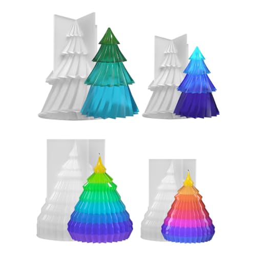 4pcs Kerzen Gießform Weihnachtsbaum Kerzenform 3D Silikon Kerzenformen DIY Kerzenherstellung Form Weihnachtsbaum Kerzengießform Weihnachtsbaum Silikonform Aroma Kerzenform DIY Weihnachten Deko von JAWSEU