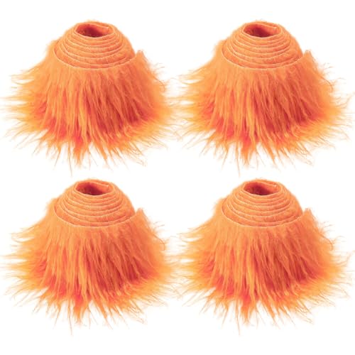 4pcs Plüsch Pelzstoff Vorgeschnittene Streifen Kunstfell, Fell Flauschiges Plüsch Handwerksfell zotteligen Pelz Stoff Schnitte flauschige Pelz Patches für Zwerg DIY Basteln, 1.5mx10cm Orange von JAWSEU