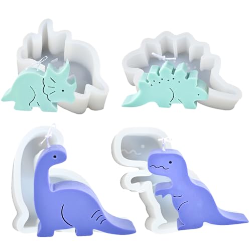 4pcs Tier Epoxidharz Formen Animal Resin Molds 3D Silikonformen Gießform Kerzenform Seifenform 3D Silikon Tiere Epoxidharz Formen Silikon Backform für Kuchen Schokolade Süßigkeiten Pudding von JAWSEU