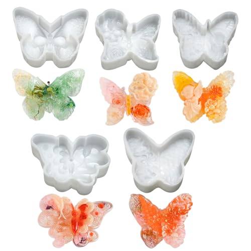 5pcs 3D Silikonform Kerzenformen Schmetterling Epoxidharz Kerzen Gießform DIY Seifenform Resin Candle Mold 3D Kerzen Silikonformen Kerzenformen Harz Gießen Kerzenform für Fondant Duftkerzen von JAWSEU