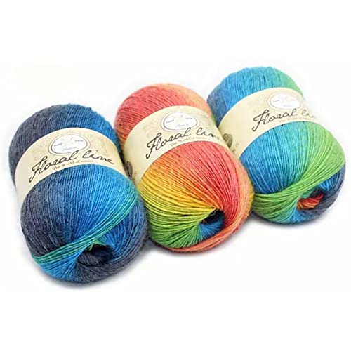 1 Roll Baumwollgarn Farbverlauf, Wolle Farbverlauf Zum Häkeln, 100g Multicolor Strickwolle Häkelwolle, 400m Bunt Baumwolle Garn zum Häkeln von Socken, Mützen, Schals, Pullovern von JAWSEU