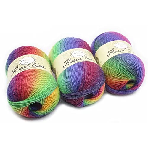 JAWSEU 1 Roll Baumwollgarn Farbverlauf, Wolle Farbverlauf Zum Häkeln, 100g Multicolor Strickwolle Häkelwolle, 400m Bunt Baumwolle Garn zum Häkeln von Socken, Mützen, Schals, Pullovern von JAWSEU