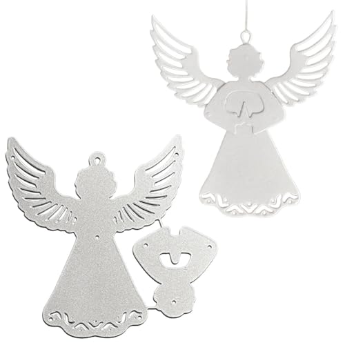 Engel Stanzschablone Scrapbooking, 3D Engel Weihnachtsanhänger Metall Prägeschablonen Stanzformen Metal Stanzformen Schablone für DIY Album Scrapbook Weihnachten Handwerk Prägen DIY Geschenk von JAWSEU