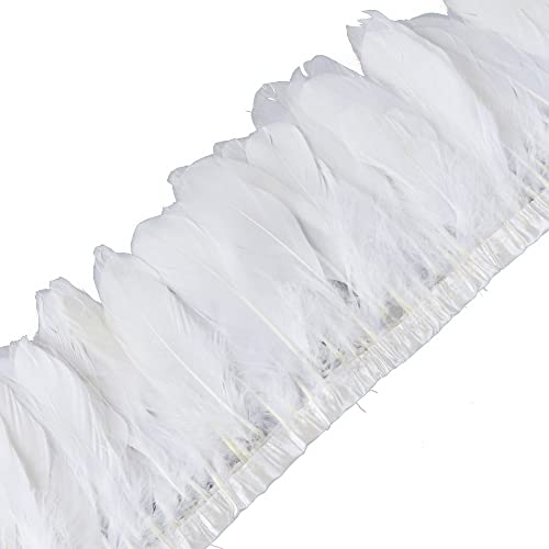 Federband 2M Federn Fringe Trim Gänsefeder Streifen Trim Federn Borte, Fringe Party Fancy Dress, Plüsch Feder für Mode Kleid Nähen Handwerk Weihnachten Kostüme Dekoration von JAWSEU