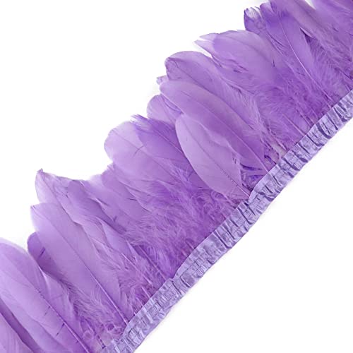 Federband 2M Federn Fringe Trim Gänsefeder Streifen Trim Federn Borte, Fringe Party Fancy Dress, Plüsch Feder für Mode Kleid Nähen Handwerk Weihnachten Kostüme Dekoration von JAWSEU