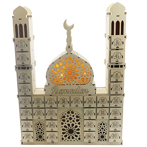 Holz Ramadan Countdown Kalender 30 Tage Eid Mubarak Adventskalender mit Schubladen, Holz Ramadan Adventskalender Kirchen Desktop Kalender wiederverwendbarer Kalender Ramadan Eid Decor Geschenk von JAWSEU