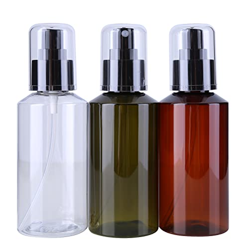 JAWSEU 150ml Zerstäuber Sprühflasche Kunststoff Spray Zerstäuber Flaschen Braun Transparente Leer Feinen Nebel Sprühflasche, Klein Wassersprühflasche für Reise Ätherische Parfümöle, 3 Stück von JAWSEU