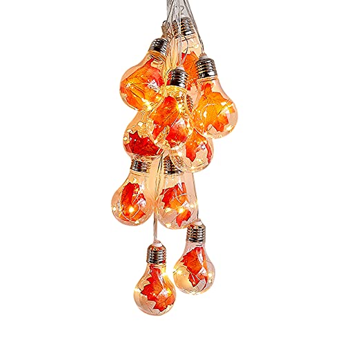 JAWSEU 4M 10 LED Ahornblätter Lichterketten, Herbst-Ahornblatt-Girlande Lichtern Batteriebetrieben, Außenlaterne, Herbstgirlande Dekoration für Halloween, Thanksgiving, Weihnachten von JAWSEU