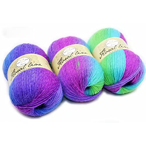 1 Roll Baumwollgarn Farbverlauf, Wolle Farbverlauf Zum Häkeln, 100g Multicolor Strickwolle Häkelwolle, 400m Bunt Baumwolle Garn zum Häkeln von Socken, Mützen, Schals, Pullovern von JAWSEU