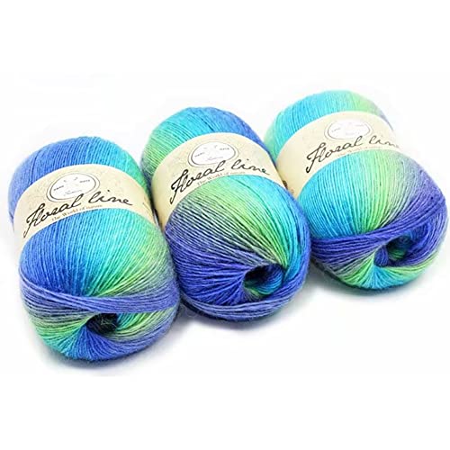 1 Roll Baumwollgarn Farbverlauf, Wolle Farbverlauf Zum Häkeln, 100g Multicolor Strickwolle Häkelwolle, 400m Bunt Baumwolle Garn zum Häkeln von Socken, Mützen, Schals, Pullovern von JAWSEU