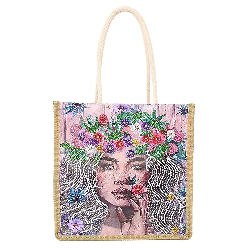 JAWSEU DIY Diamond Painting Tragetasche, Tragetasche mit 5D-Diamant-Malerei, Wiederverwendbare Einkaufstaschen für Frauen, Faltbar Schultertasche Shopping Tasche Geschenk von JAWSEU