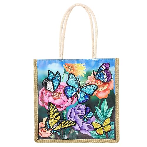 JAWSEU DIY Diamond Painting Tragetasche, Tragetasche mit 5D-Diamant-Malerei, Wiederverwendbare Einkaufstaschen für Frauen, Faltbar Schultertasche Shopping Tasche Geschenk von JAWSEU