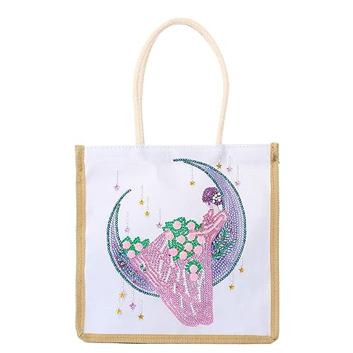 JAWSEU DIY Diamond Painting Tragetasche, Tragetasche mit 5D-Diamant-Malerei, Wiederverwendbare Einkaufstaschen für Frauen, Faltbar Schultertasche Shopping Tasche Geschenk von JAWSEU