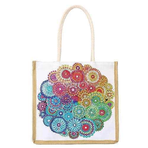 JAWSEU DIY Diamond Painting Tragetasche, Tragetasche mit 5D-Diamant-Malerei, Wiederverwendbare Einkaufstaschen für Frauen, Faltbar Schultertasche Shopping Tasche Geschenk von JAWSEU