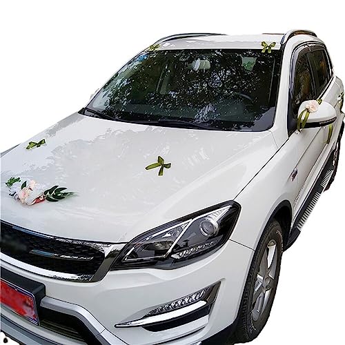 JAWSEU Hochzeit Auto Dekoration Blume Schleifen, Autoschmuck Hochzeit Hochzeit Motorhaube Car Wedding Girlande Hochzeitsauto Deko Blumenschmuck Auto Hochzeit für Hochzeits Verlobungsfeier von JAWSEU