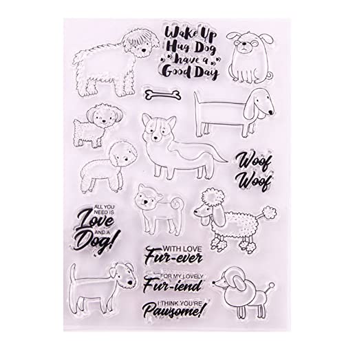 JAWSEU Klar Silikonstempel, Transparente Katzen und Hunde Silikonstempel, Tiere Clear Stamps für DIY Scrapbooking Kartenherstellung Handwerk Fotoalbum Dekor von JAWSEU