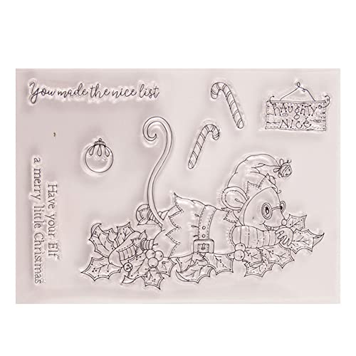 JAWSEU Klar Weihnachten Stempel, Weihnachten Silikon Klar Stempel mit Schneeflocke Weihnachtsmann Hirsch Baum Muster für DIY Handwerk Scrapbooking Karten Weihnachtskarten von JAWSEU