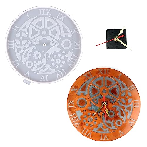 JAWSEU Uhr Gießform Silikonform, DIY Handwerk Epoxy Transparente Uhr Silikon Harz Flüssige Form DIY Schmuckherstellung Werkzeuge Handwerk Anhänger Römische Ziffern Uhrform Epoxidharz Form von JAWSEU