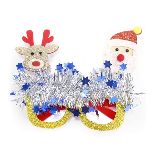 JAWSEU Weihnachtsbrille, Weihnachten Glitter Party Brillen Lustige Partybrillen für Weihnachtsparty, Weihnachtsdeko Weihnachtsgeschenke Deko Weihnachten Kostüm Foto Zubehör für Kinder Erwachsene von JAWSEU