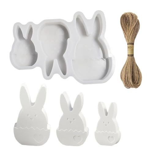 Ostern Kaninchen Silikonformen Gießformen, Silikonform Hase 3D Kaninchen Gießform Ostern Hase Backform Silikon Hase Epoxidharz Form DIY Kerzenform for Gips Sojawachs Kerzen Ostergeschenke von JAWSEU