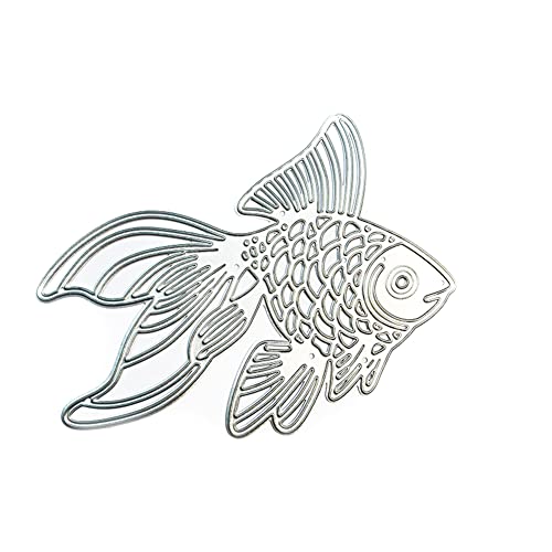 Stanzschablonen Fisch Metall Schneiden Schablonen Goldfisch Stanzformen Stanzschablonen Mit Koi Muster Goldfisch Metallstanzungen Koi Karpfen Stanzform für DIY Scrapbooking Album Handwerk von JAWSEU