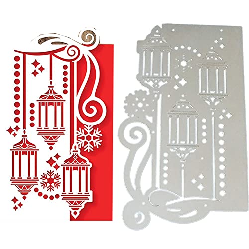 Weihnachten Laterne Stanzschablonen Weihnachten Laterne Prägeschablone Weihnachten Spitze Rahmen Stanzformen Rand Scrapbooking Cutting Die für Xmas Kartenbasteln Grußkarten Geschenkverpackung von JAWSEU