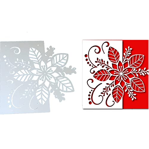 Weihnachtsblumen Stanzschablonen Weihnachtsblumen Prägeschablone Weihnachten Spitze Rahmen Stanzformen Rand Scrapbooking Cutting Dies für DIY Xmas Kartenbasteln Grußkarten Geschenkverpackung von JAWSEU