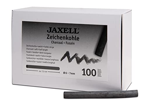 JAXELL 48236 Zeichenkohle-Set in Künstlerqualität, Kohlestäbchen, Härtegrad weich, gut deckend, halbe Länge ca. 7,5 cm rund, Durchmesser 6-7 mm, Anthrazit, schwarz, 100 Stück JAXELL 48236 Zeichenkohle-Set in Künstlerqualität, Kohlestäbchen, Härtegrad weich, gut deckend, halbe Länge ca. 7,5 cm rund, Durchmesser 6-7 mm, Anthrazit, schwarz, 100 Stück von JAXELL