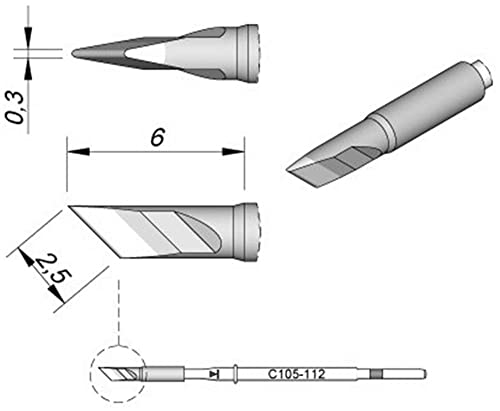 JBC Lötspitze Serie C105, Klingenform, C105112/2,5 x 0,3 mm, gerade C105112 (Entloetkartusche Entloetpatrone Entloetspitze Entlötkartusche Entlötpatrone Entlötspitze Loetkartusche Loetpatrone) von JBC