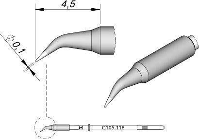 JBC Lötspitze Serie C105, Rundform, C105118/Ø 0,1 mm, gebogen C105118 (Lötkartusche Lötpatrone Loetspitze Loetkartusche Loetpatrone Entlötkartusche Entlötspitze Entlötpatrone Entloetpatrone) von JBC