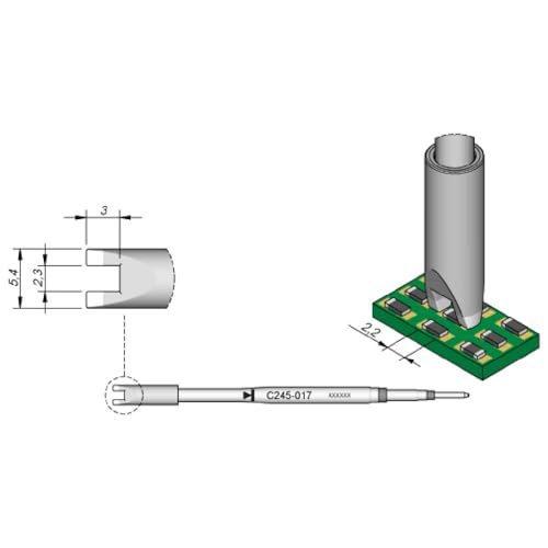 JBC SMD-Entlötspitze Serie C245, C245017/2,3 mm, für Chip-Komponenten C245017 (2045 2245 C245 Loetkartusche Loetpatrone Loetspitze Lötkartusche Lötpatrone Lötspitze SMD Entlötspitze) von JBC
