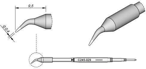 JBC Lötspitze Serie C245, Rundform, C245029/Ø 0,4 mm, gebogen C245029 (Lötkartusche Lötpatrone Loetspitze Loetkartusche Loetpatrone 2245 2045 bleifrei) von JBC