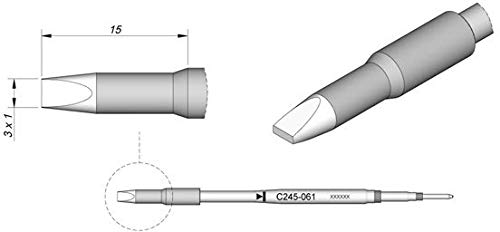 JBC Lötspitze Serie C245 Meißelform, C245061/3,0 x 1,0 mm, gerade C245061 (Lötkartusche 2045 2245 Loetkartusche Loetspitze Lötpatrone Loetpatrone Meißelspitze C245 bleifrei) von JBC