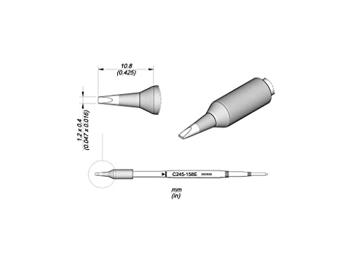 JBC Lötspitze Serie C245E, C245158E/1,2 x 0,4 mm, Meißelform C245158E (Kartusche Lötkartusche Spitze Lötpatrone Lötstift) von JBC