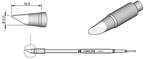 JBC Lötspitze Serie C245, Rundform, C245256/Ø 3,5 mm, abgeschrägt, 20 mm länger C245256 (Lötkartusche Lötpatrone Loetspitze Loetkartusche Loetpatrone 2245 2045 bleifrei) von JBC